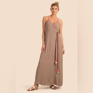 TRINA‎ TURK BRITTANY MAXI WRAP COVER UP DRESS SANDSTONE SIZE MEDIUM
